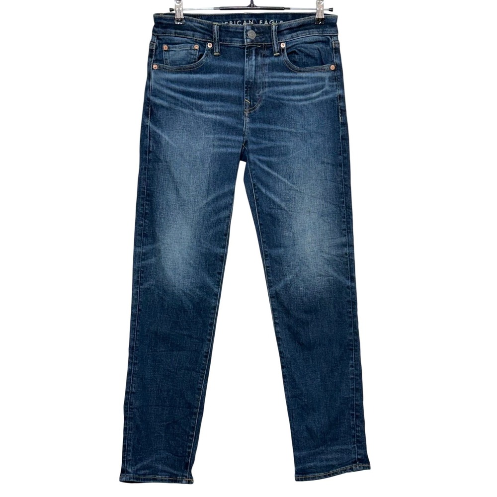 American Eagle Jeans Men Measures 30X31 Tag 30x32 Blue Straight AirFlex+ Stretch